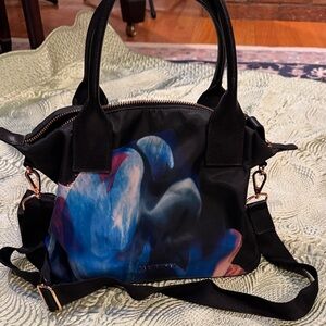 Ted Baker Black and Blue Floral Satchel